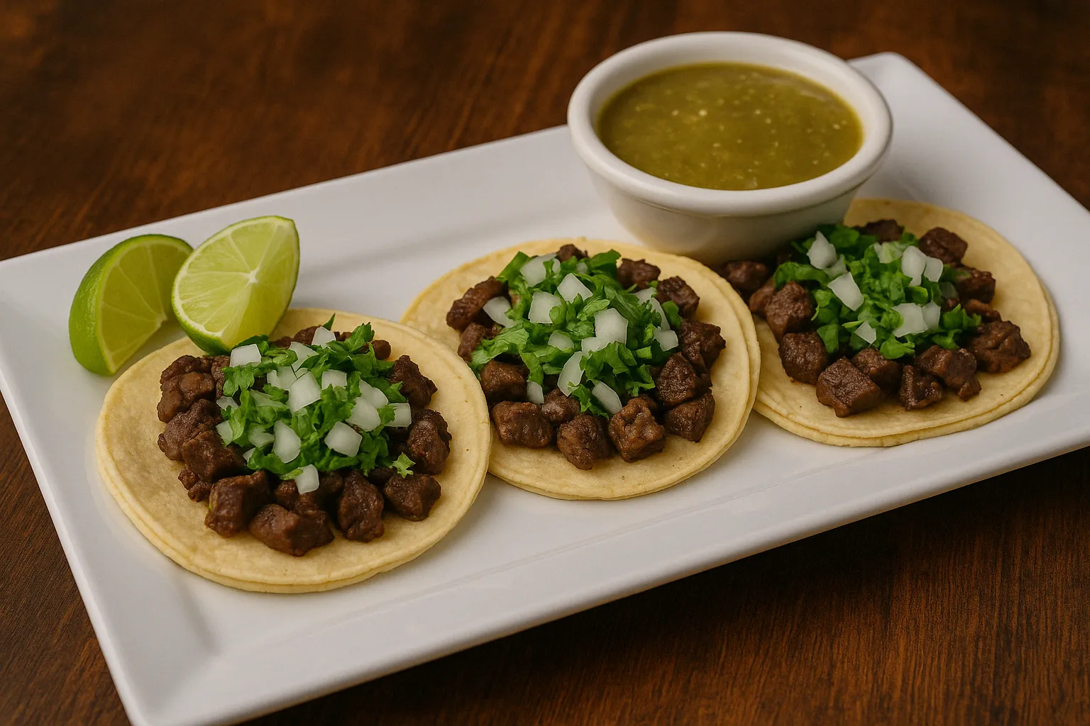 Three steak street tacos